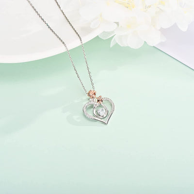 Double Rose Heart Sterling Silver Necklace