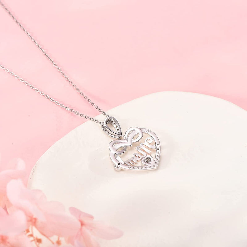 Mom Butterfly Heart Sterling Silver Necklace