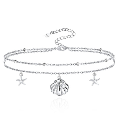 Starfish Shell Sterling Silver Anklet