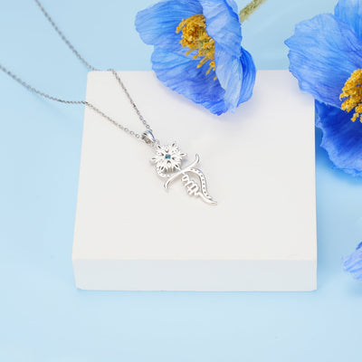Sunflower Cross Necklace for Women Sterling Silver