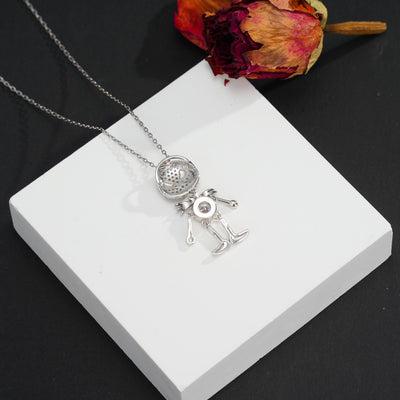 Halloween Skull  Dancing Ghost Sterling Silver Necklace