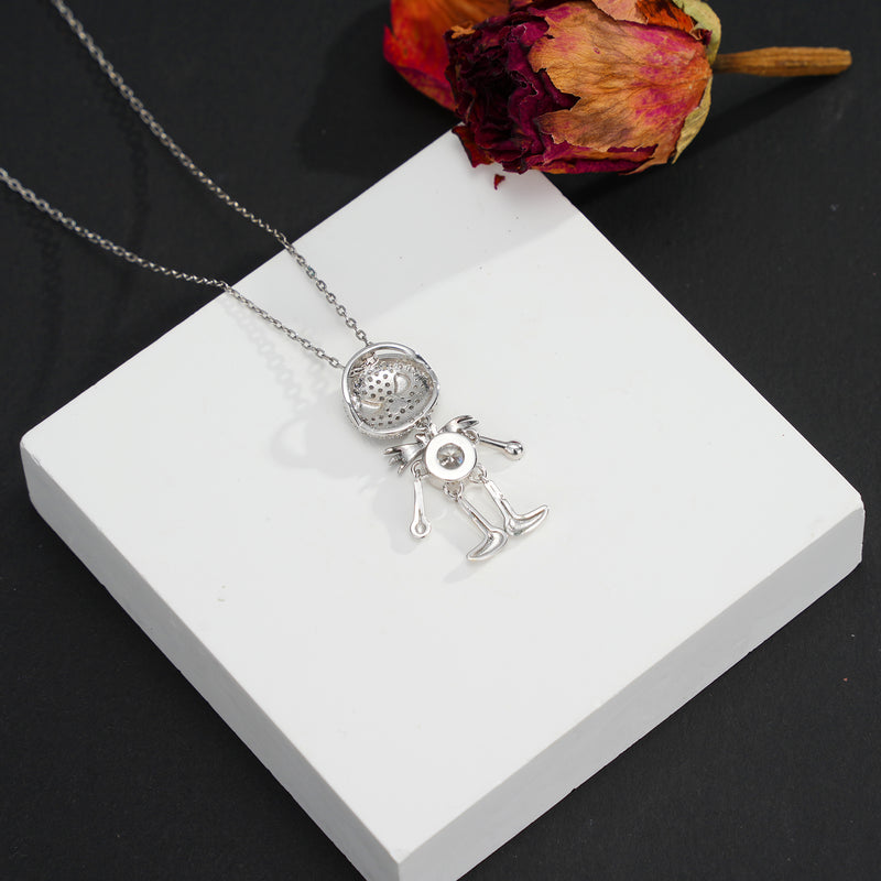 Halloween Skull  Dancing Ghost Sterling Silver Necklace