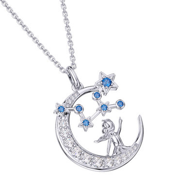 Zodiac Virgo 12 Constellation Birthstone Necklace Sterling Silver