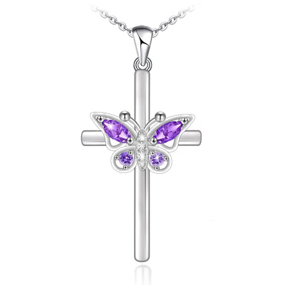 Butterfly Cross Sterling Silver  Necklaces