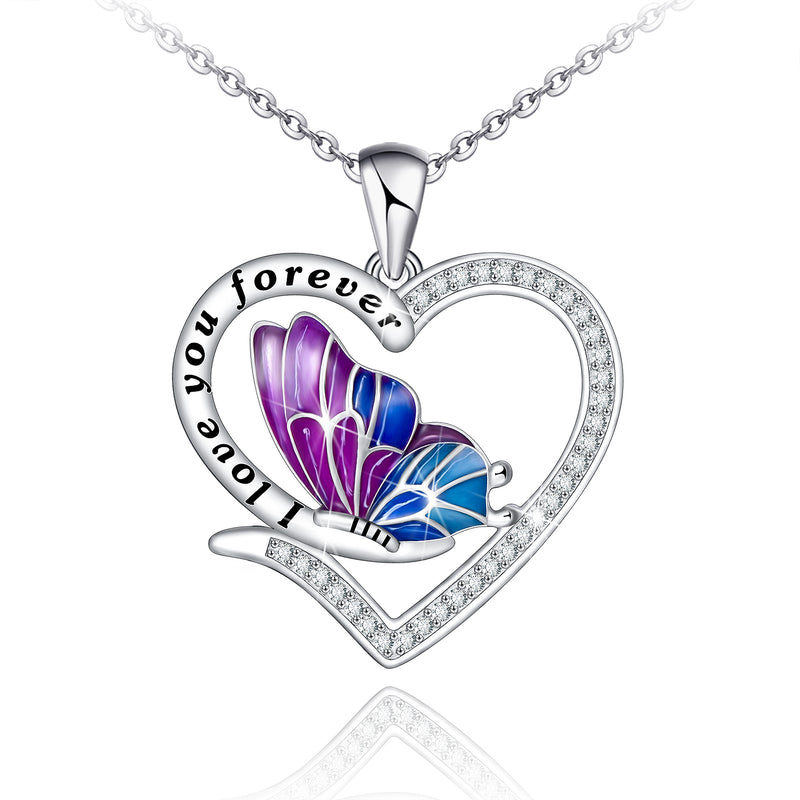 Butterfly Heart Sterling Silver Necklace