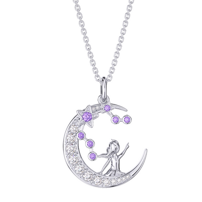 Zodiac Aquarius 12 Constellation Birthstone Necklace Sterling Silver