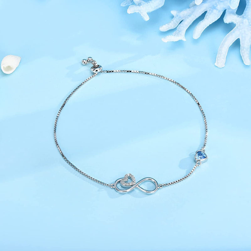 Love Heart Crystal Sterling Silver Bracelet