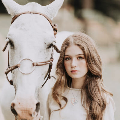 Horse And Girls Heart Sterling Silver Necklace