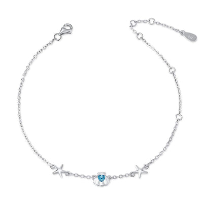 Starfish Shell Sterling Silver Anklet