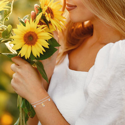 Sunflower Butterfly Sterling Silver Anklet