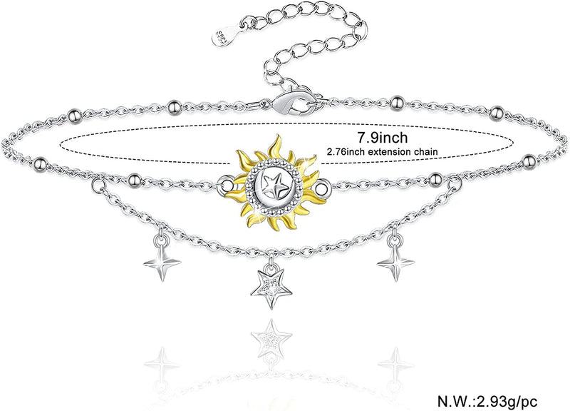 Sun Sterling Silver Anklet