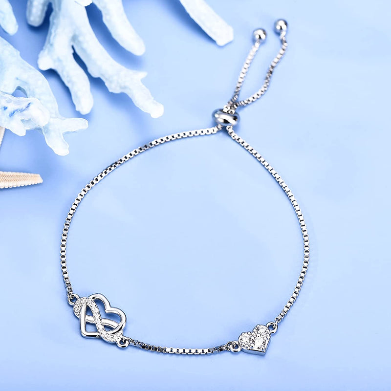 Infinity Heart Sterling Silver Bracelet