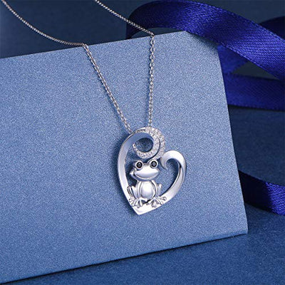 Frog Love Heart Sterling Silver Necklace