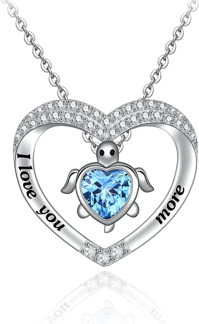 Sea Turtle Love Heart Sterling Sliver Necklace