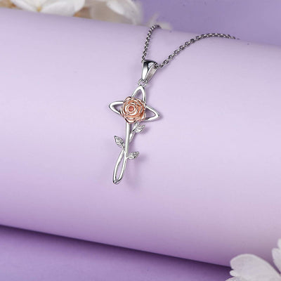 Rose Flower Sterling Silver Necklace