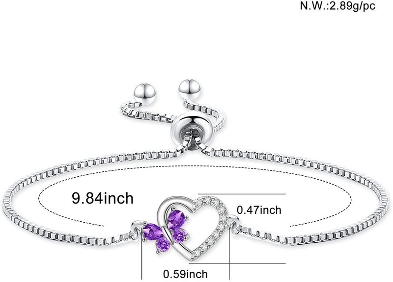 Love Heart Butterfly Sterling Silver Bracelet