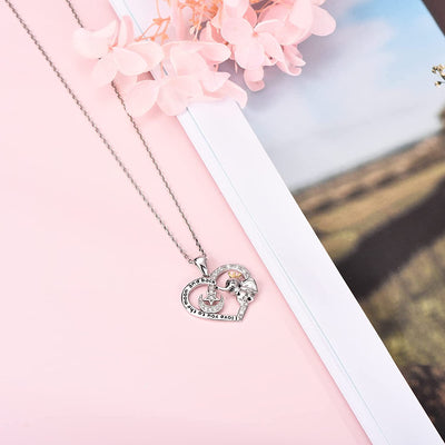 Lucky Elephant And Moon Heart Sterling Silver Necklace
