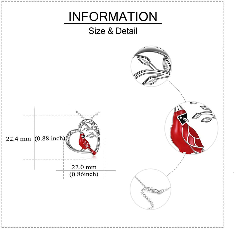 Cardinal Heart Sterling Silver Necklace