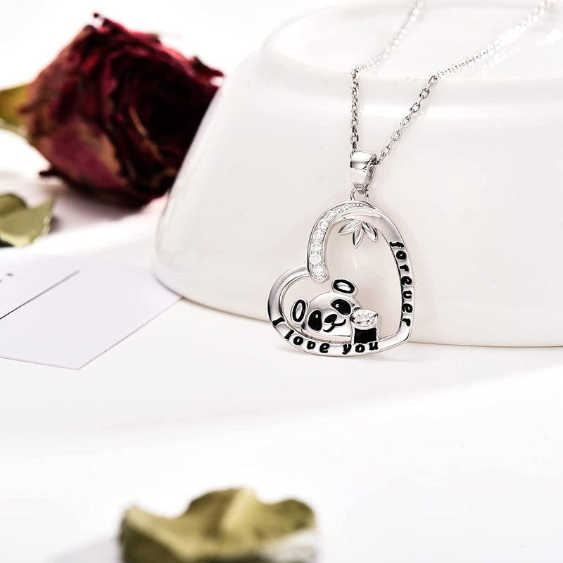 Love Heart Panda 925 Sterling Silver Necklace