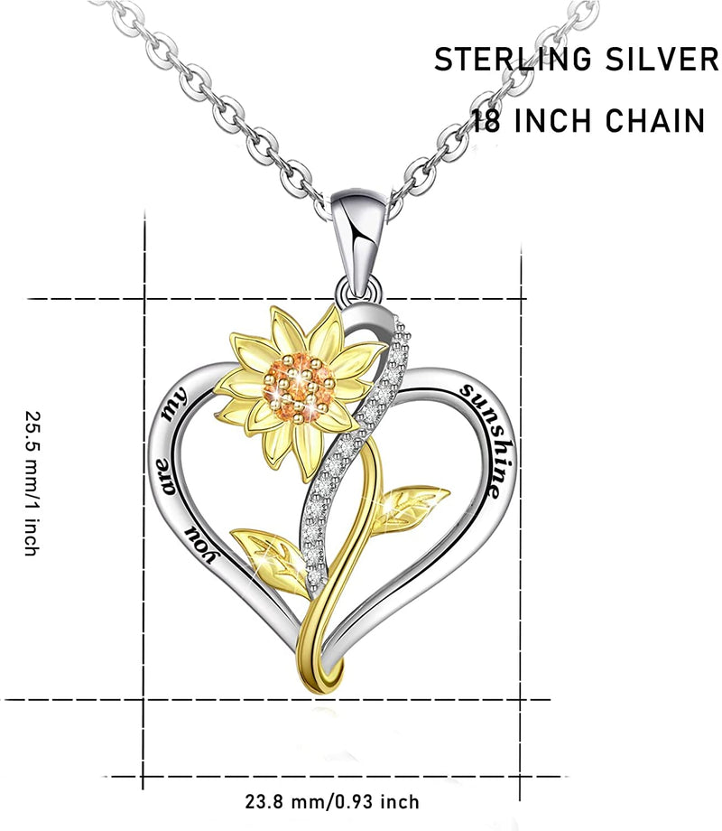 Sunflower Heart Sterling Silver Necklace