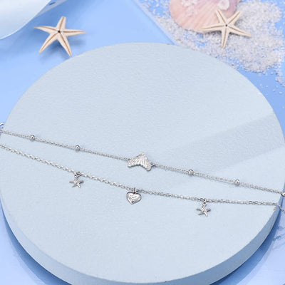Dolphin Starfish Sterling Silver Anklet