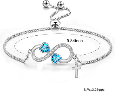 Love Heart Cross Sterling Silver Bracelet