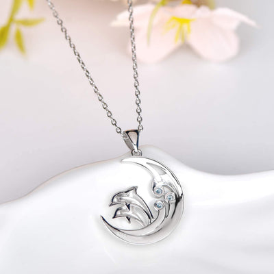 Double Dolphin Sterling Silver Necklace