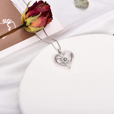 Ribbon Love Heart Sterling Silver Necklaces