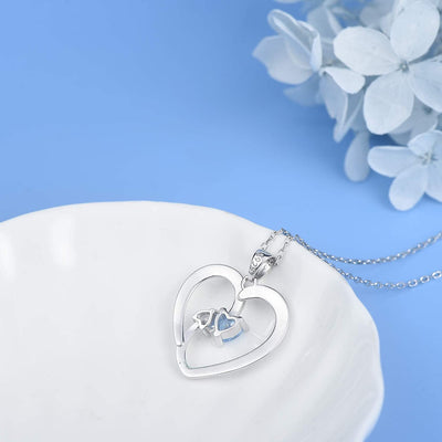 Two Zircon Heart Sterling Silver Necklace