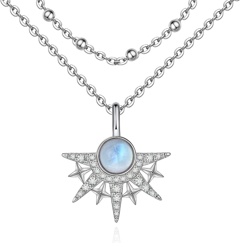 Sun Sterling Silver Moonstone Necklace