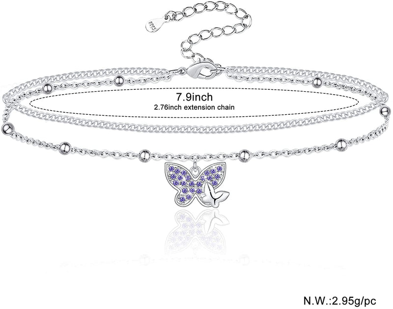 Butterfly Sterling Silver Anklet