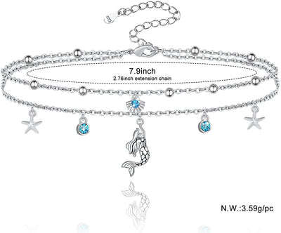 Mermaid Shell Sterling Silver Anklet