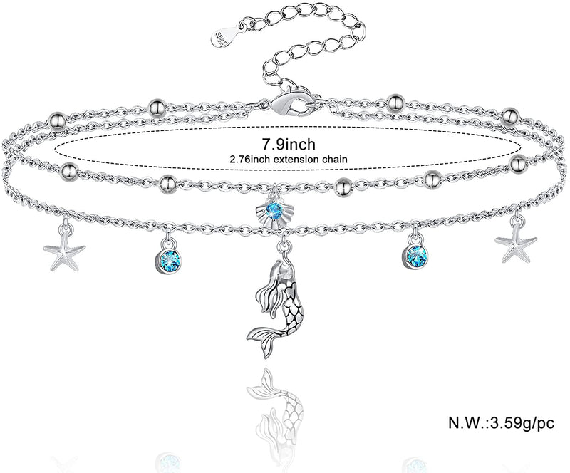 Mermaid Shell Sterling Silver Anklet