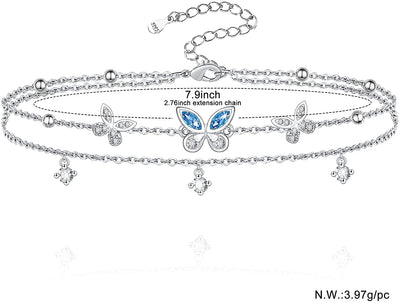 Butterfly Sterling Silver Anklet