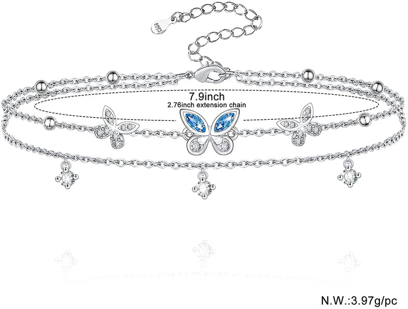 Butterfly Sterling Silver Anklet