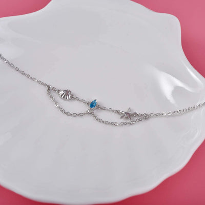 Starfish Layered Sterling Silver Anklet