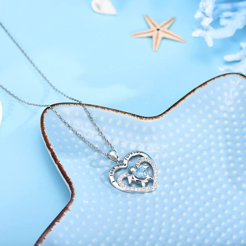 Sea Turtle Heart Sterling Silver Necklace