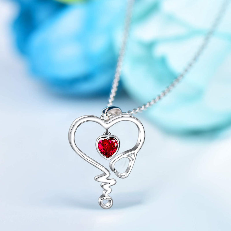Stethoscope Heartbeat Sterling Silver Necklace