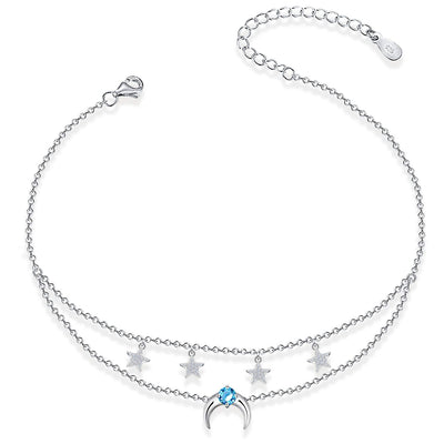 Starfish Layered Sterling Silver Anklet