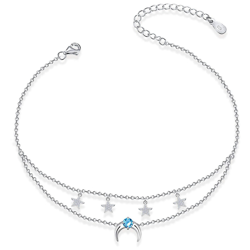 Starfish Layered Sterling Silver Anklet