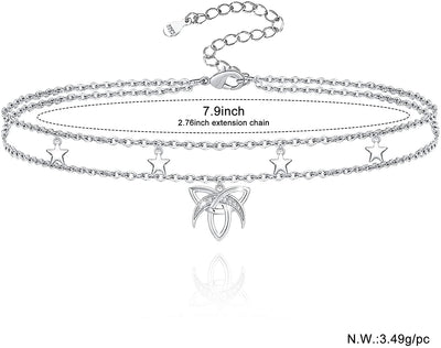 Celtic Knot Star Sterling Silver Anklet