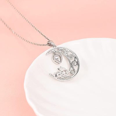 Cute Bunny Moon Sterling Silver Necklace