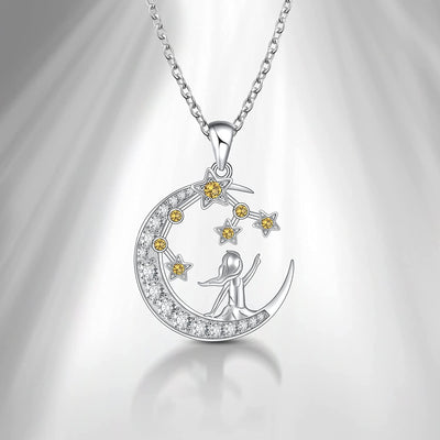 Zodiac 12 Constellation Sagittarius Birthstone Sterling Silver Necklace