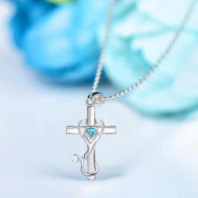 Stethoscope Cross Sterling Silver Necklace