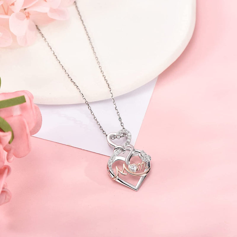 Mom Heart  Sterling Silver Necklace
