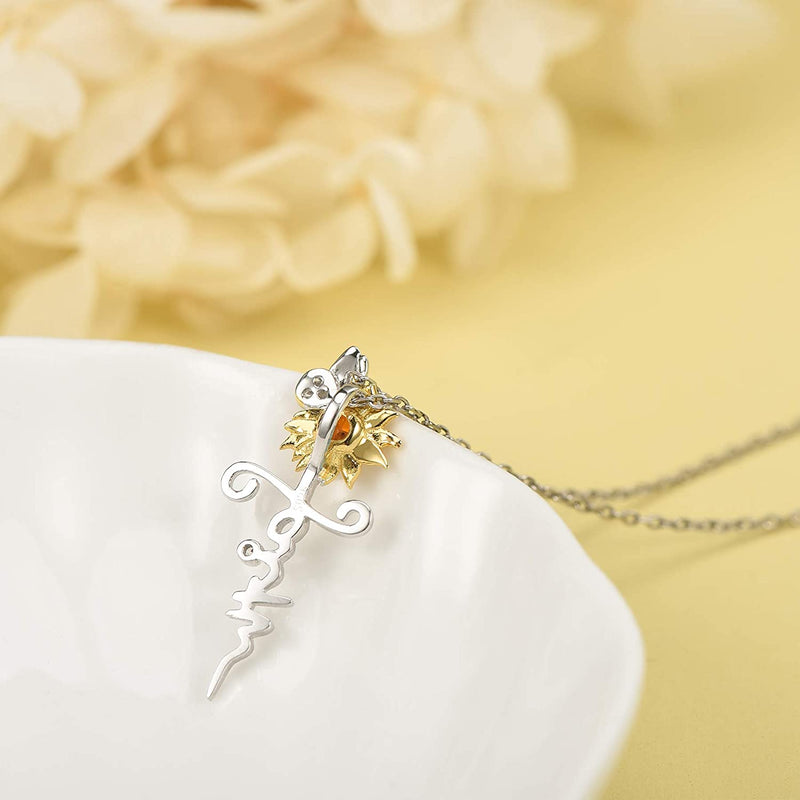 Faith Sunflower Butterfly Cross Sterling Silver Necklace