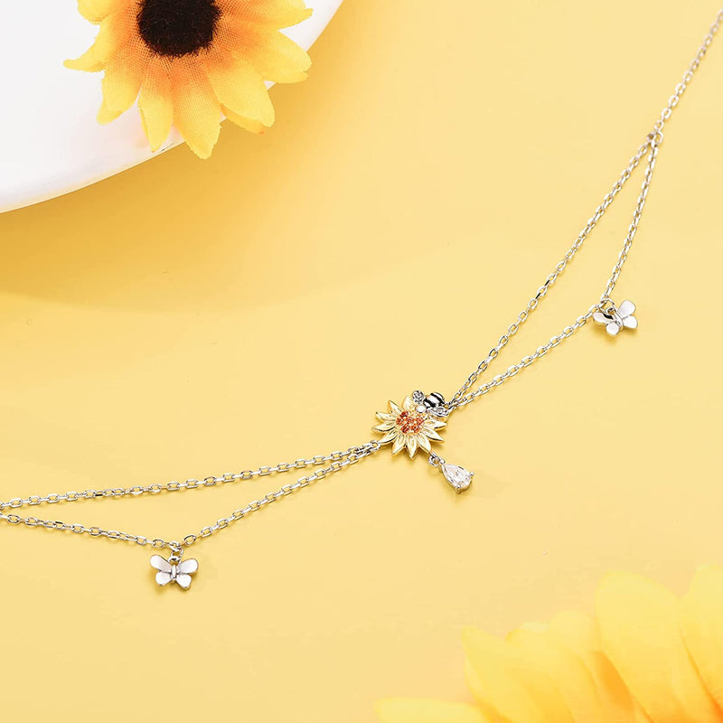 Sunflower And Bee Sterling Silver Anklet