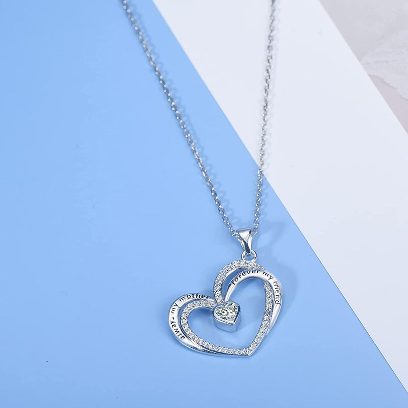 Double Love Heart  Sterling Silver Necklace