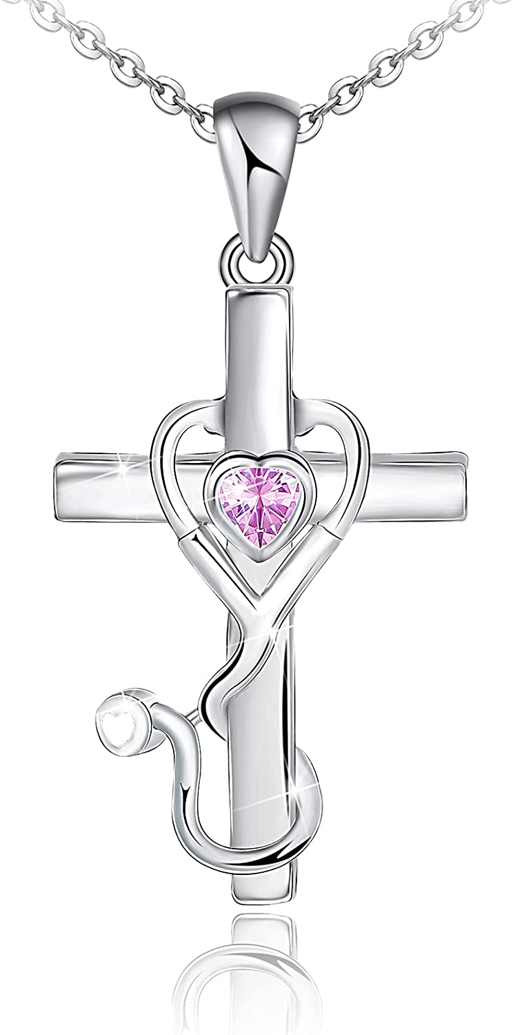 Stethoscope Cross Sterling Silver Necklace