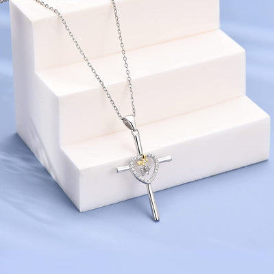 Cross Butterfly Heart Friendship Sterling Silver Necklace